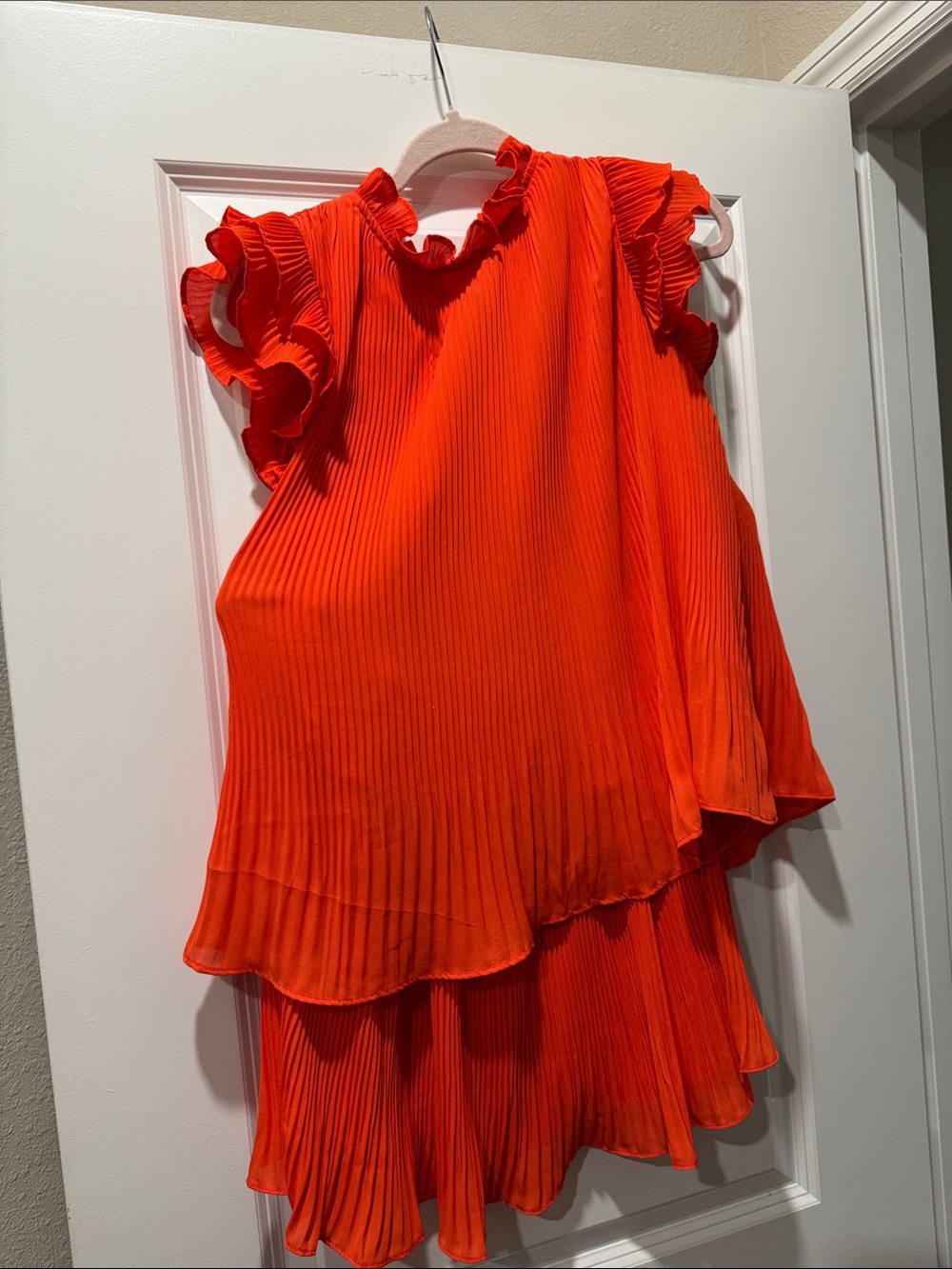 TCEC Ruffle Tiered Pleated two piece set - Orange